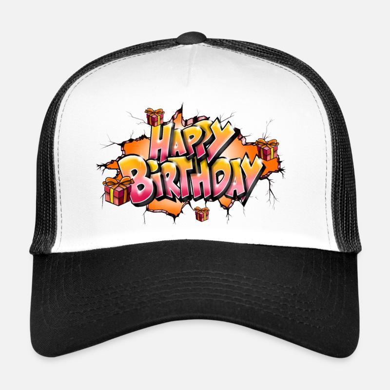GRAFFITI JOYEUX ANNIVERSAIRE ORANGE Casquette trucker 