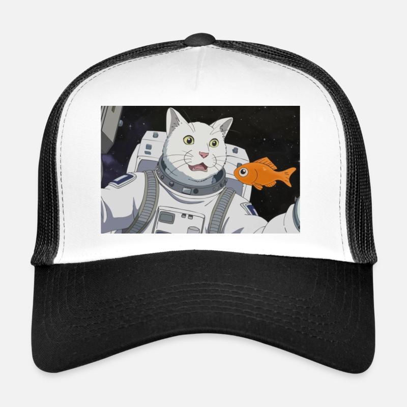 WELTRAUM KATZE - Trucker Cap - Weiß/Schwarz