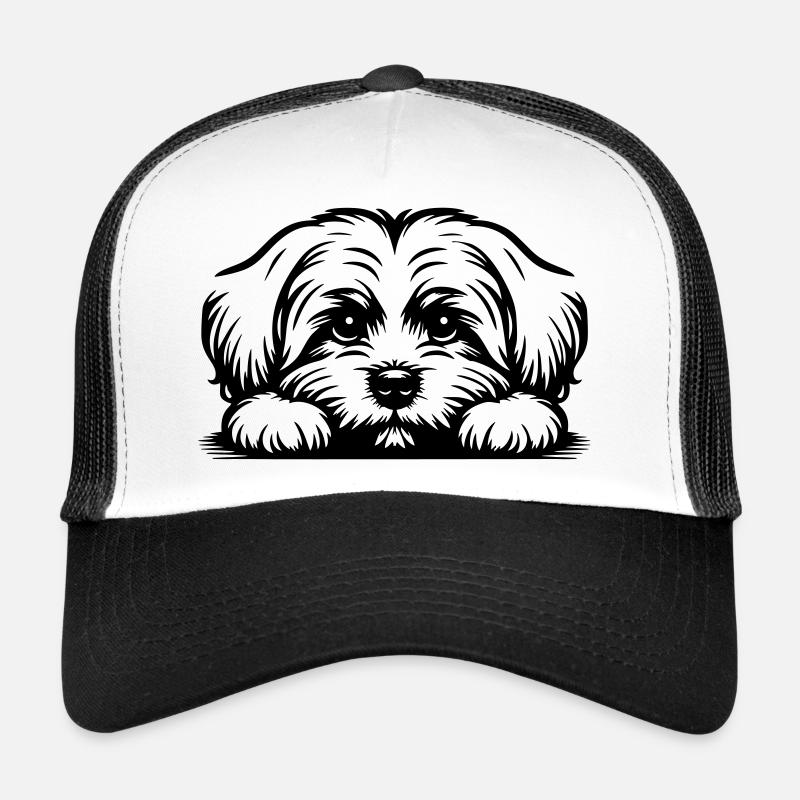 Tête de maltais avec pattes - Casquette trucker  - blanc/noir