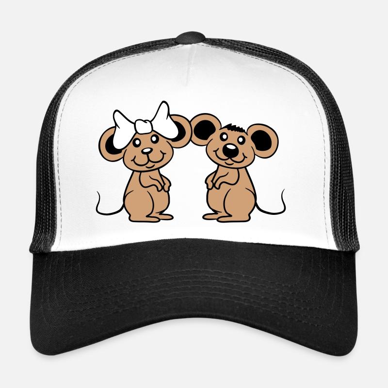 2 Mäuse Paar Zwei Verliebt Valentinstag Frau Mann - Trucker Cap - Weiß/Schwarz