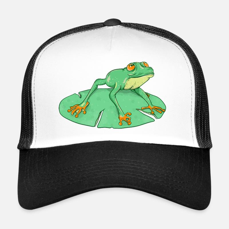 Cute green frog on a lilypad Trucker Cap