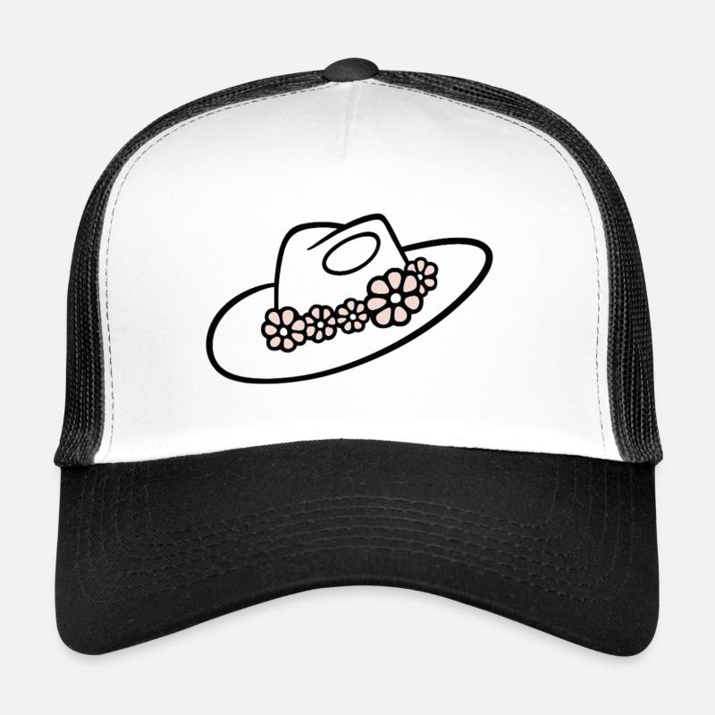 floral hat drawing black outli Trucker Cap