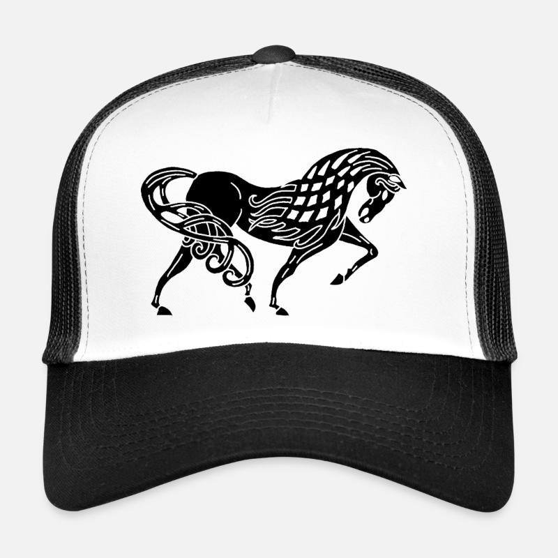 Schwarzes keltisches Pferd - Trucker Cap - Weiß/Schwarz