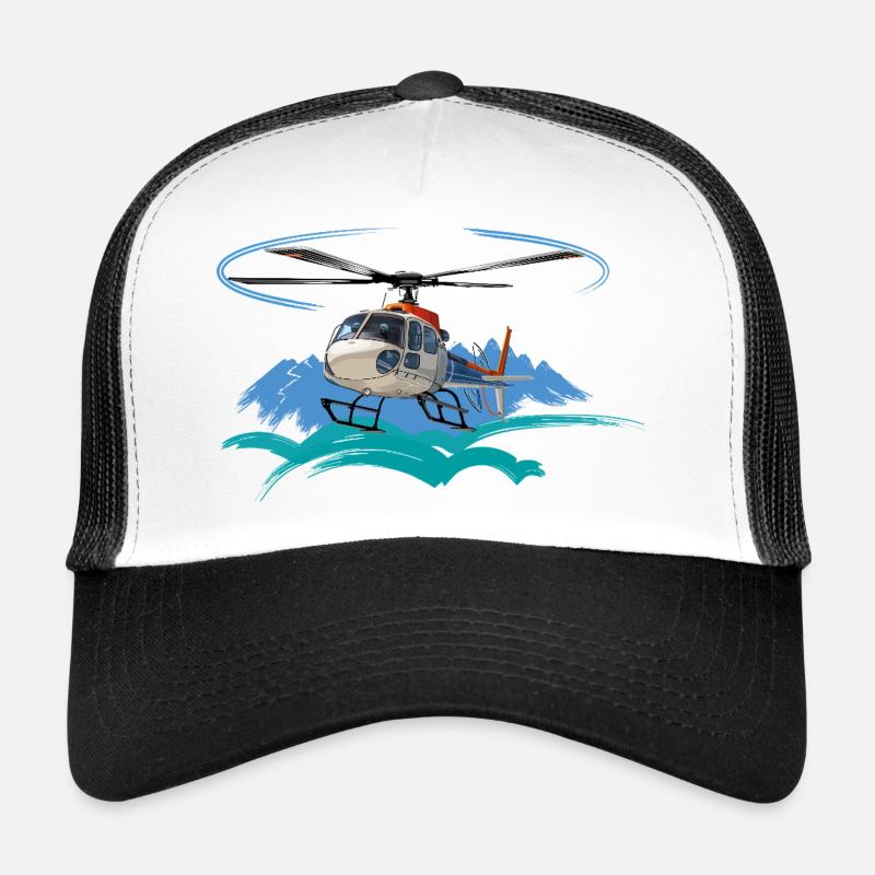 Hélicoptère à l’approche des montagnes Casquette trucker 