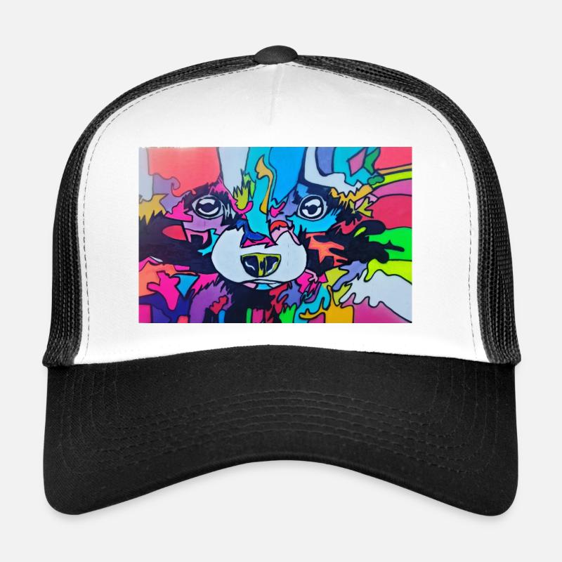 Bunter Waschbär - Trucker Cap - Weiß/Schwarz