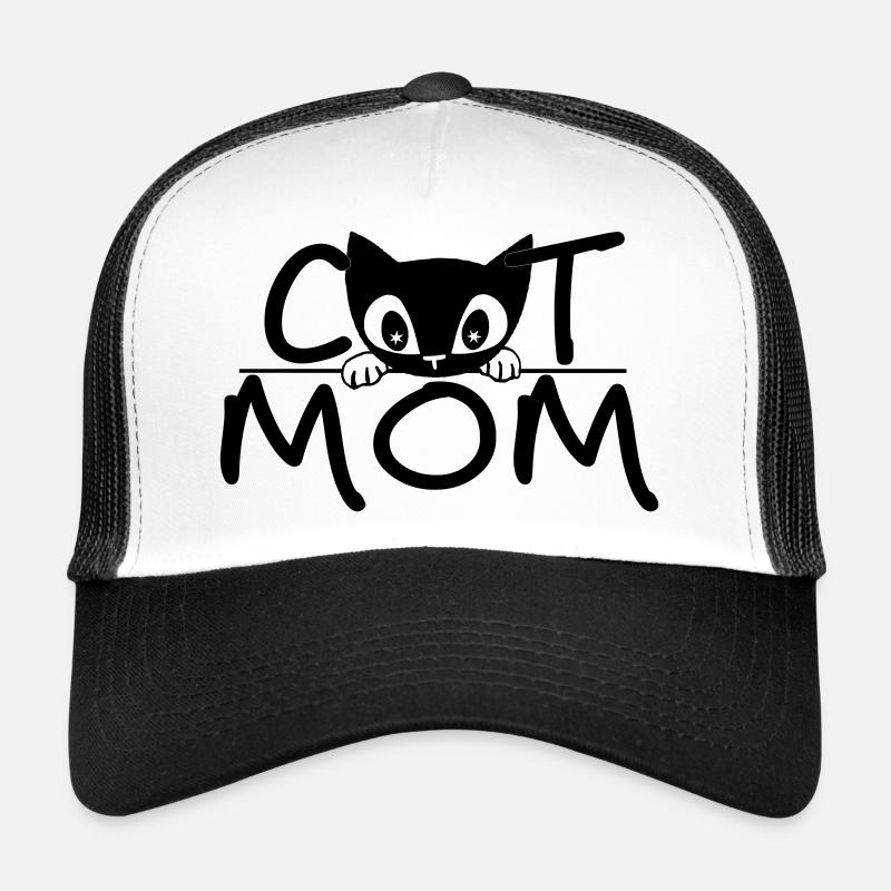 Cat Mom – Cute Minimal Line Art Design - Trucker Cap - Weiß/Schwarz