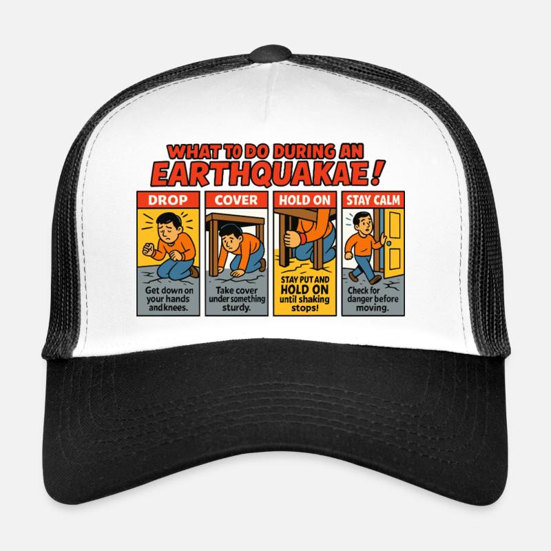 Earthquake Safety Guide Trucker Cap
