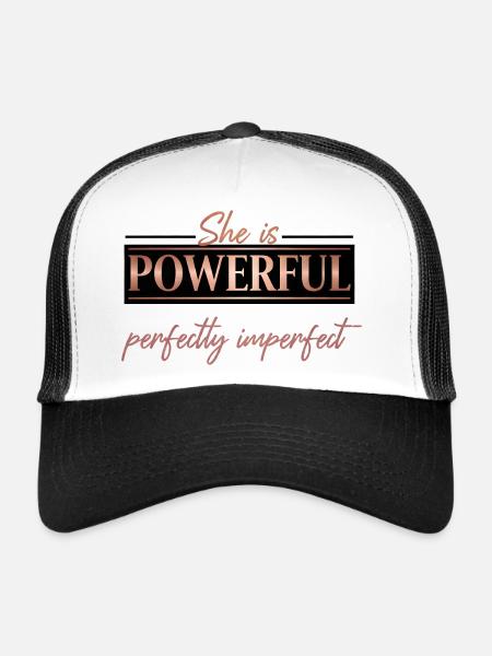 Puissant et parfaitement imparfait – Design Rose Gold - Casquette trucker  - blanc/noir - Devant