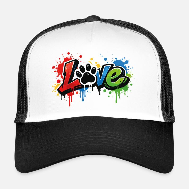 Love – Graffiti Schriftzug mit Hundepfote Trucker Cap
