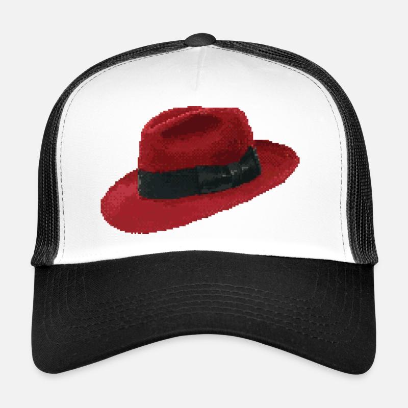 Retro Pixel Art Red Fedora Hat Trucker Cap