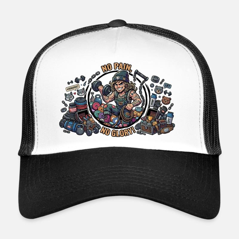 Dessin animé Gymrat sans douleur sans gloire Casquette trucker 