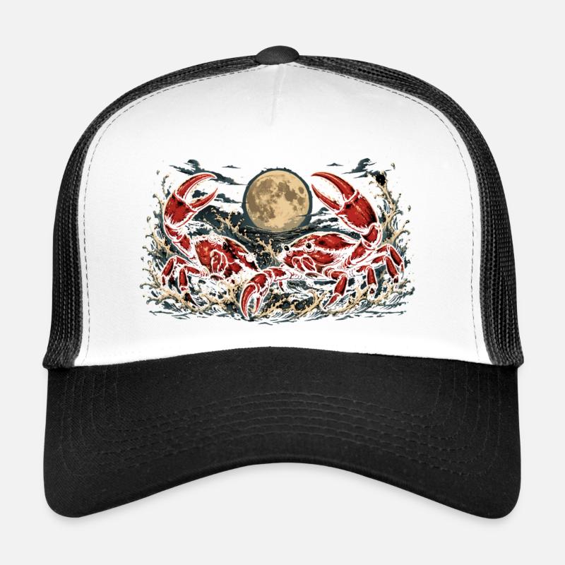 Krabben im Mondschein Meeres Grafik Design Trucker Cap
