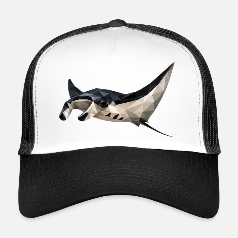Geometric Manta Ray Art Print - Trucker Cap - white/black