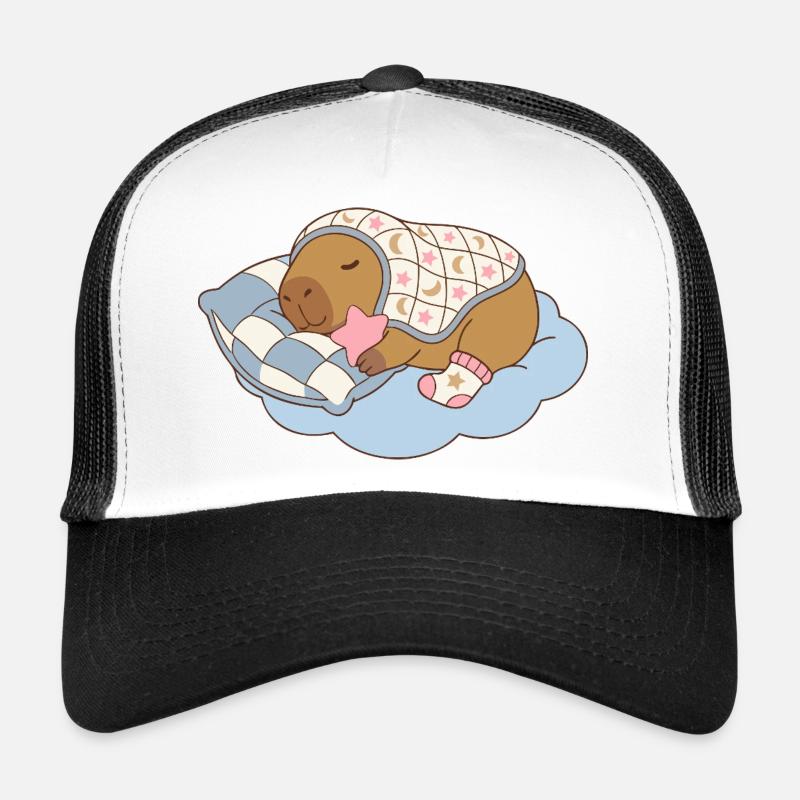 Dreamy Capybara on a Cloud - Baby Gift - Trucker Cap - white/black