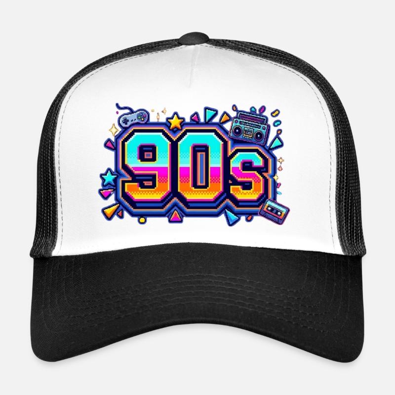 Retro 90s Neon Pop Design Trucker Cap
