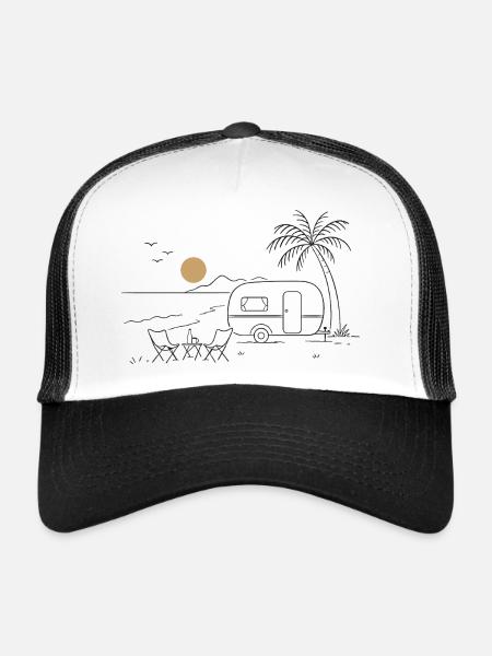 Camping am Strand - Trucker Cap - Weiß/Schwarz