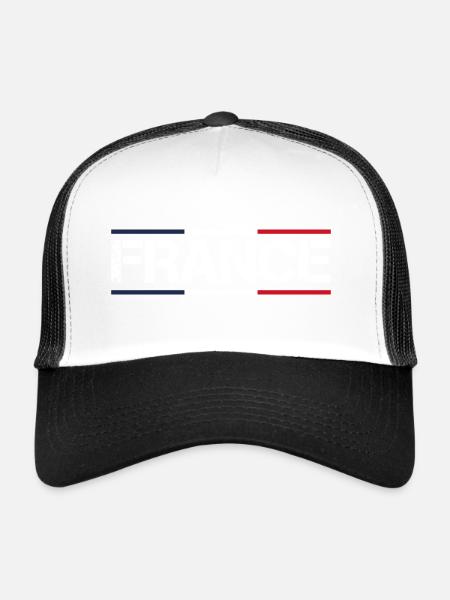 FRANCE drapeau et emblème de la France. Supporter - Casquette trucker  - blanc/noir - Devant