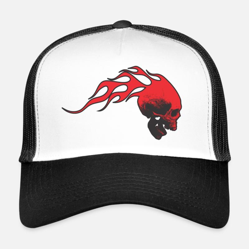 Scull avec des flammes Casquette trucker 