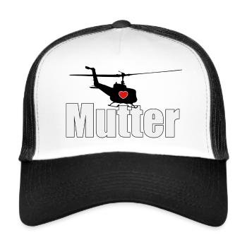 Helikopter Mutter - das Geschenk zum Muttertag - Trucker Cap - Weiß/Schwarz - Vorne