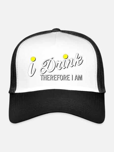 Je bois donc je suis - Casquette trucker  - blanc/noir - Devant