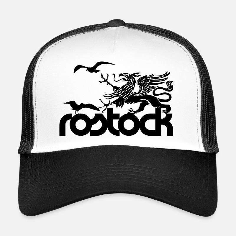 Rostock - Greif und Möwen - Trucker Cap - Weiß/Schwarz