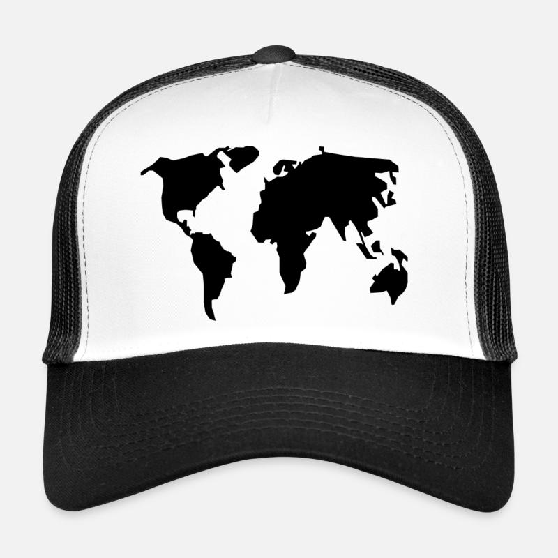 Weltkarte - Trucker Cap - Weiß/Schwarz