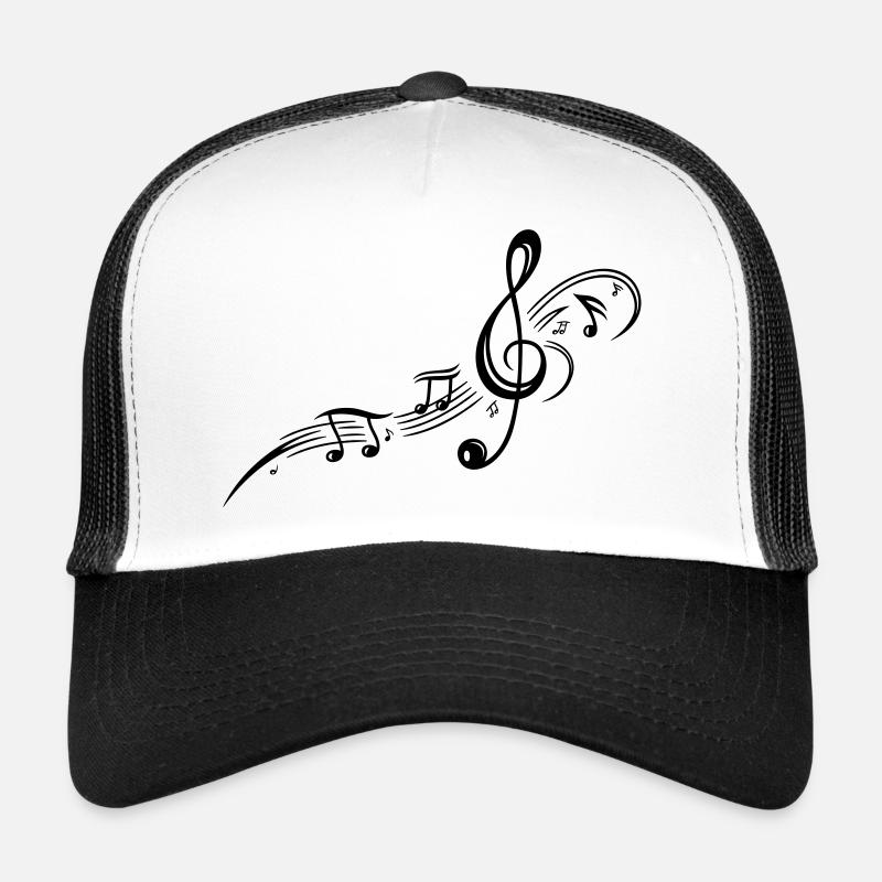 Les notes de musique, clefs, musique - Casquette trucker  - blanc/noir