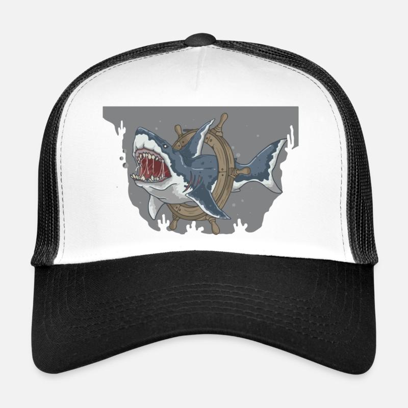 Deep Sea Shark Navigation Illustration Trucker Cap