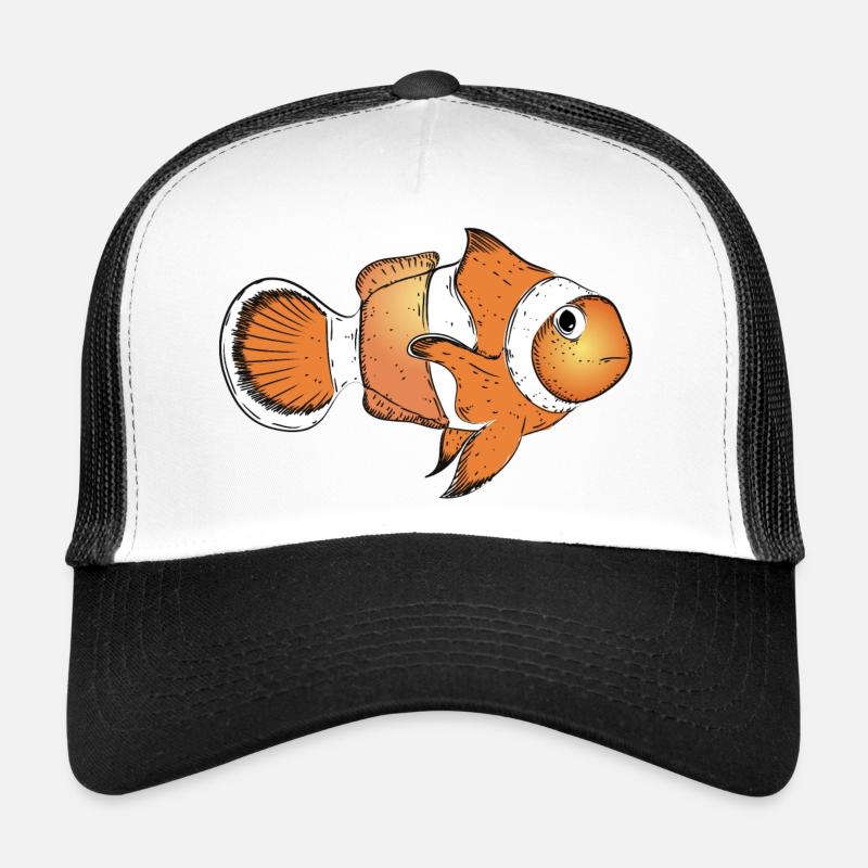 gezeichneter Clownfisch in leuchtend orange - Trucker Cap - Weiß/Schwarz