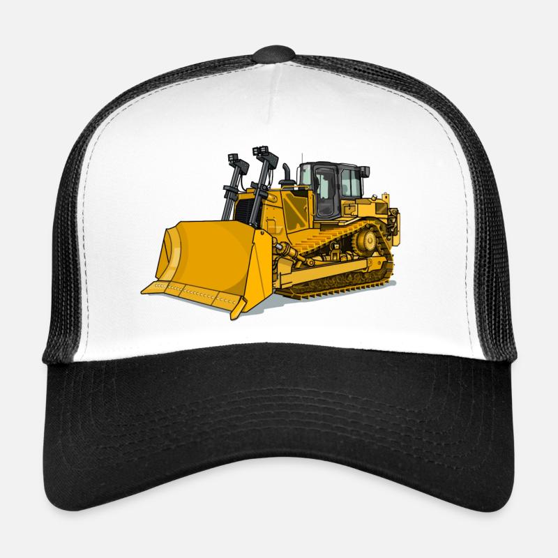 Planierraupe, Bulldozer - Trucker Cap - Weiß/Schwarz