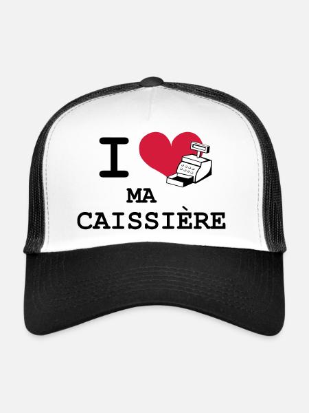 I love ma caissière - Casquette trucker  - blanc/noir - Devant