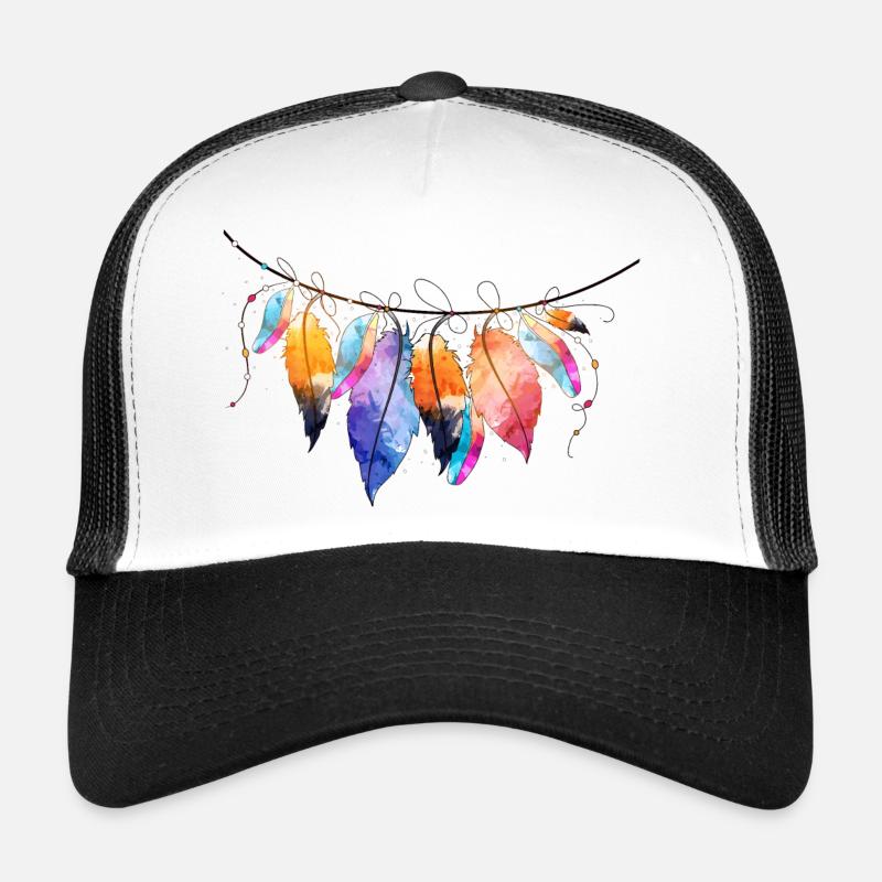 Farbenfroher Traumfänger-Design - Trucker Cap - Weiß/Schwarz