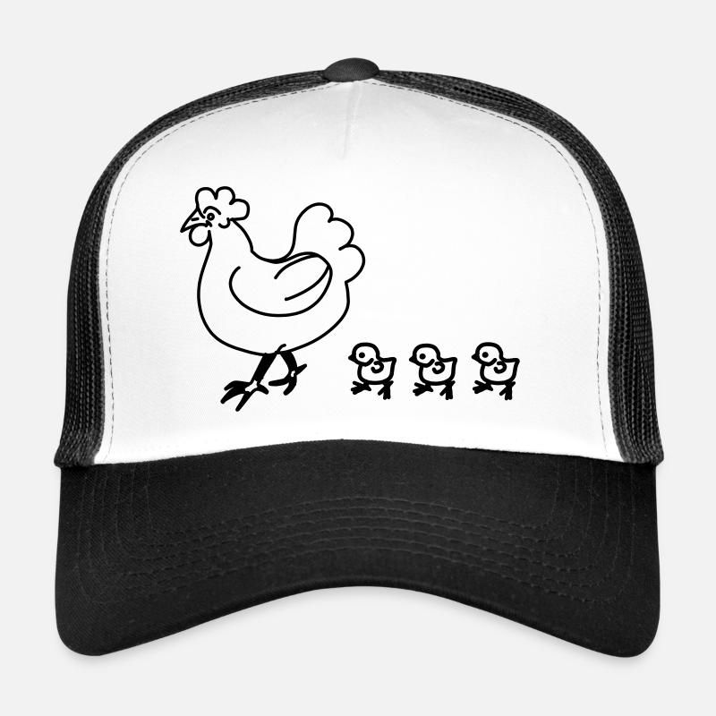 Huhn mit Küken - Trucker Cap - Weiß/Schwarz