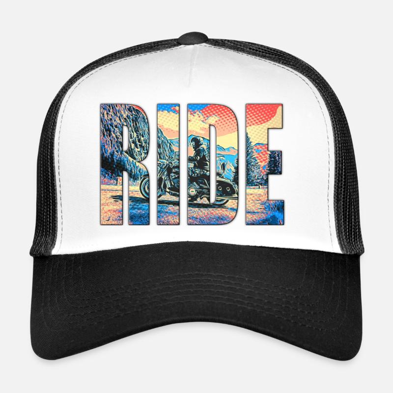 Ride Schriftzug - Trucker Cap - Weiß/Schwarz