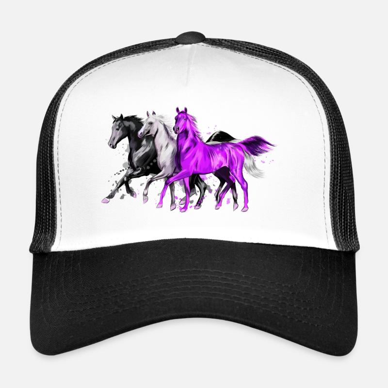 pferde - Trucker Cap - Weiß/Schwarz