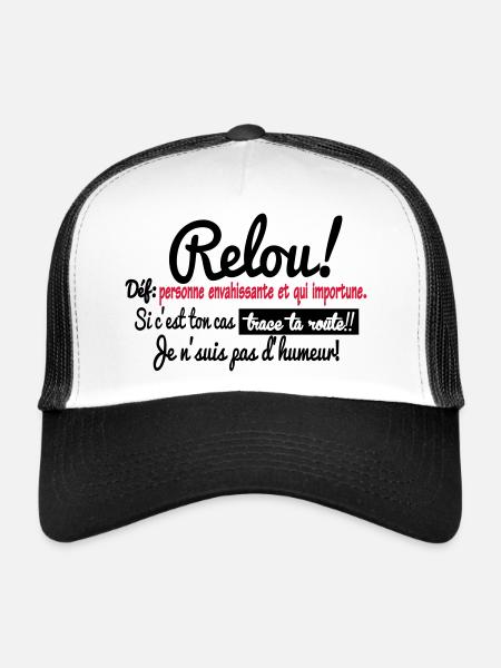 RELOU:définition!!! - Casquette trucker  - blanc/noir - Devant