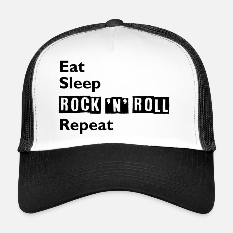 Eat - Sleep - Rock 'n' Roll - Repeat - Trucker Cap - Weiß/Schwarz
