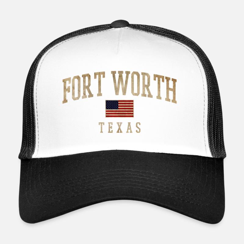 Fort Worth Texas Rustik Flaggen Trucker Cap