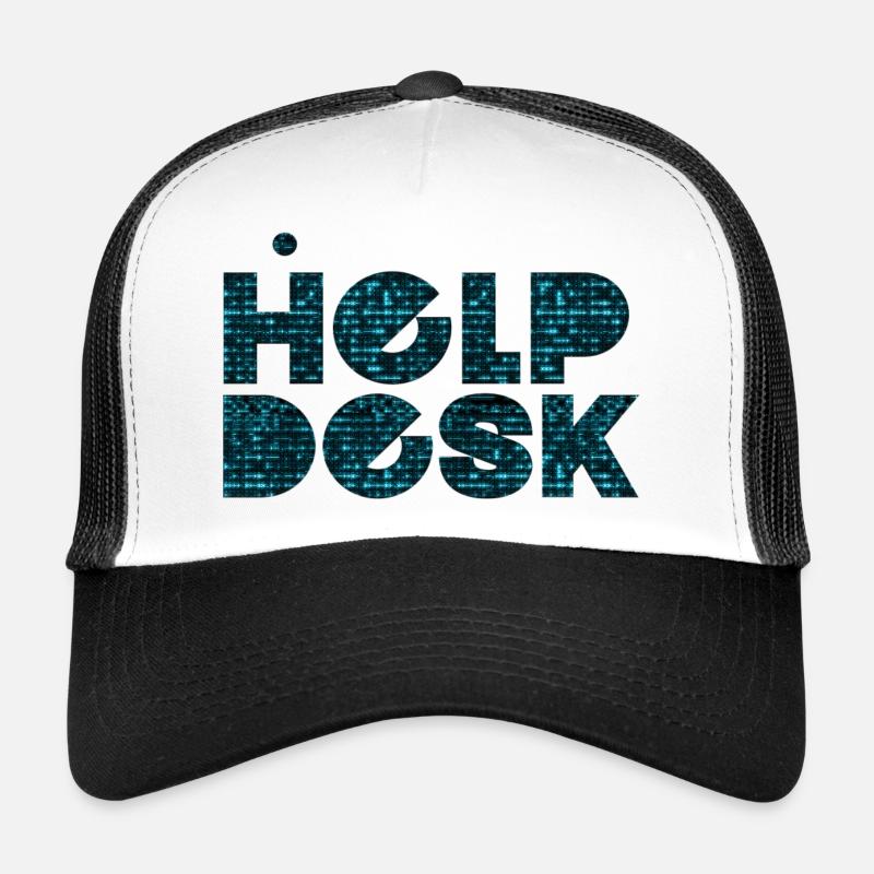 helpdesk support informatique geek ordinateur geek - Casquette trucker  - blanc/noir