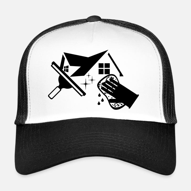 Window washer logo with house sponge and window trigger Trucker Cap