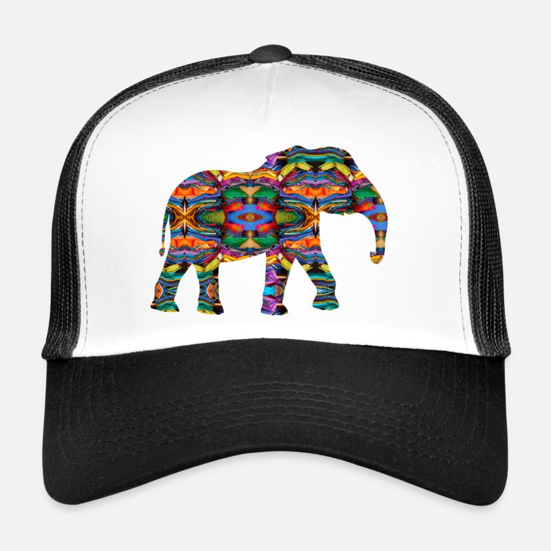 kunterbunter Elefant - Trucker Cap - Weiß/Schwarz