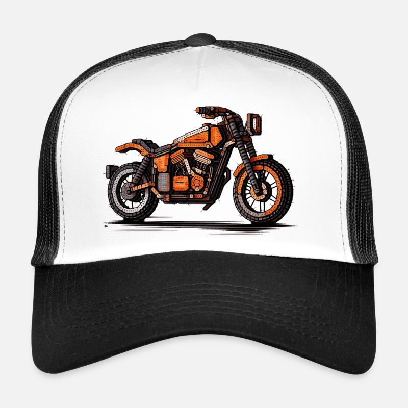 Motorcycle as a classic car in 16-bit graphics Trucker Cap