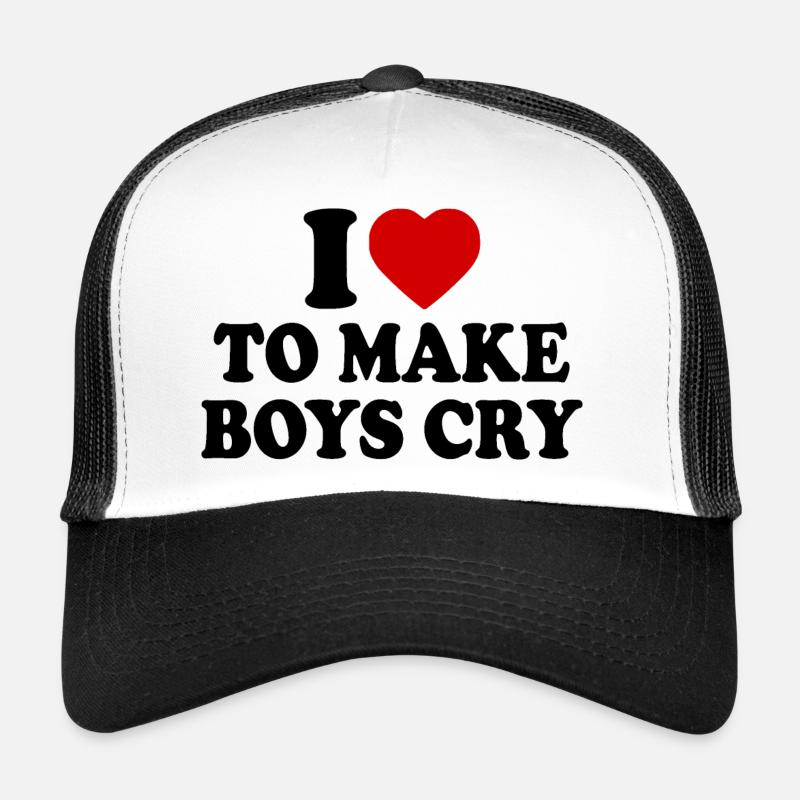 I love to make boys cry - Trucker Cap - Weiß/Schwarz