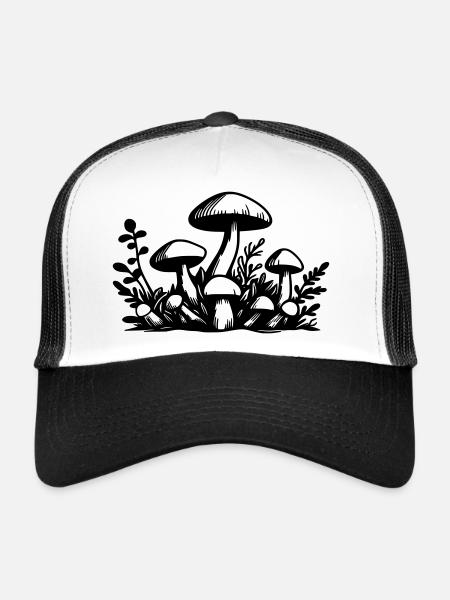 Champignons Pilze - Casquette trucker  - blanc/noir - Devant