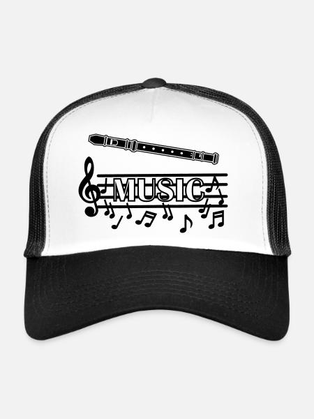 Logo de la musique de la flûte à bec - Casquette trucker  - blanc/noir - Devant