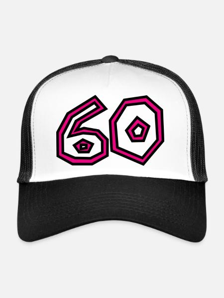60. 60 YEARS. 60th ANNIVERSARY. 60TH BIRTHDAY. - Trucker Cap - white/black - Front