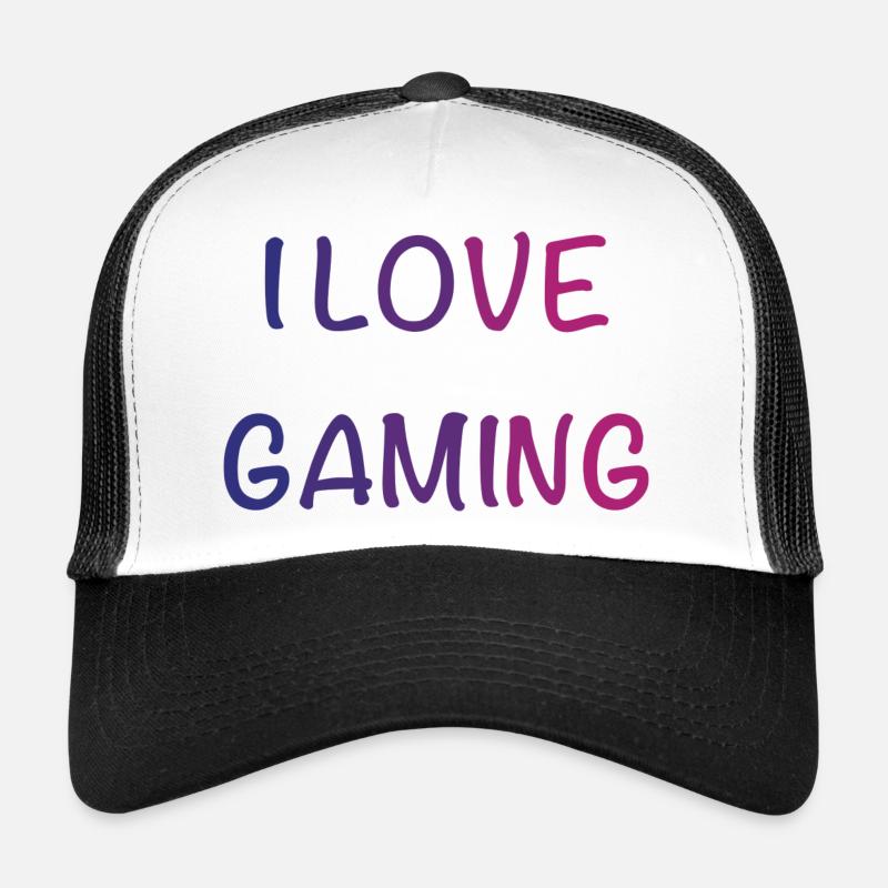I Love Gaming Gradient Font - Trucker Cap - white/black