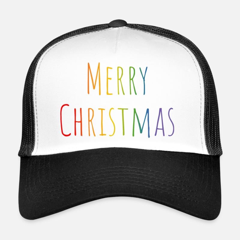 Merry Christmas regenbogen - Trucker Cap - Weiß/Schwarz