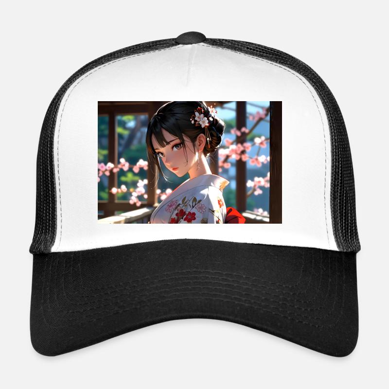 Geisha colorée à l’élégance traditionnelle Casquette trucker 