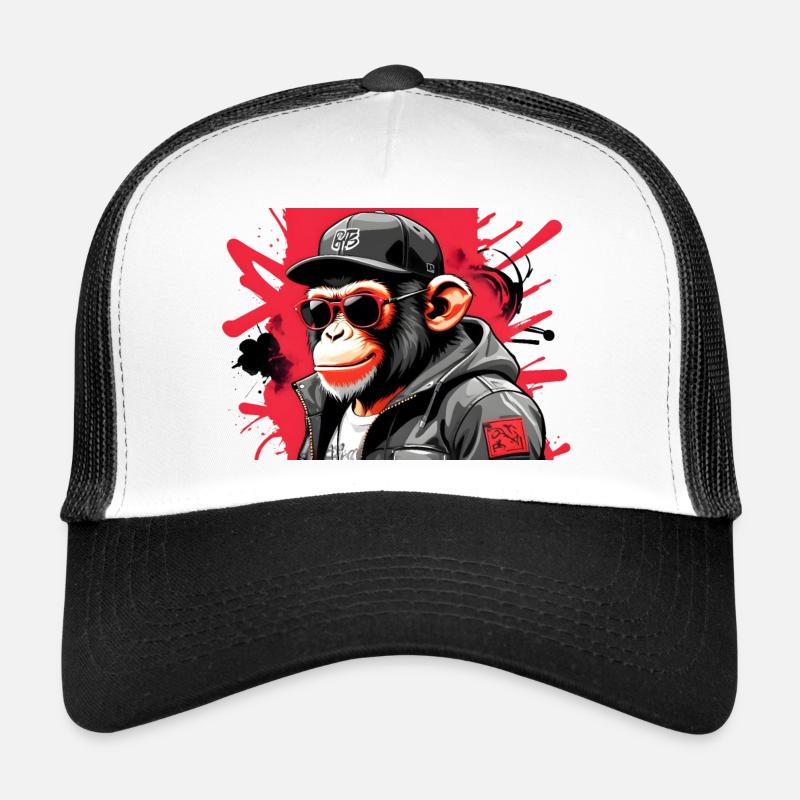 Cool monkey with sunglasses and cap Trucker Cap